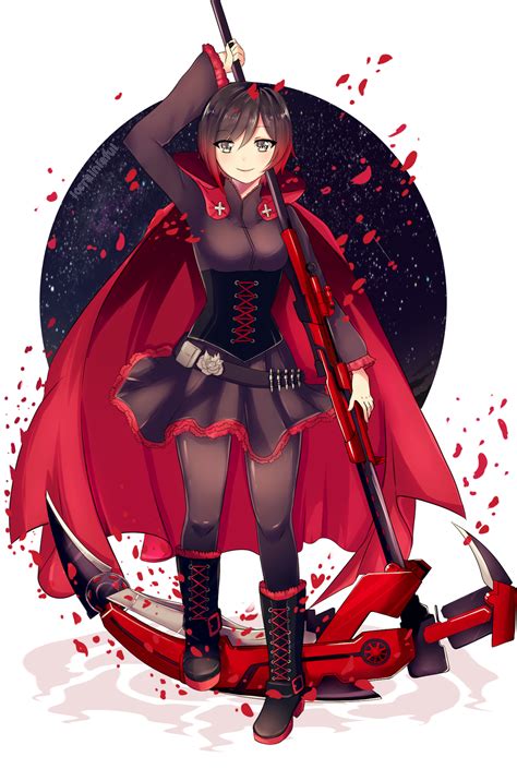 rwby ruby fanart|rwby ruby rose ponytail.